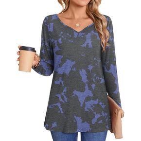 LONGYUAN Women's Shirts Long Sleeve V-Neck Comfort Tee Basic Tops Casual Fitted Blouses Outfits Fall 2024