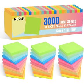Sticky Notes,10 Pads,3x3 Inches, Colorful Self-Stick Notes Pads, Office Supplies,Perfect for Office, Study, and Daily Life Organization,100 Sheets/pad
