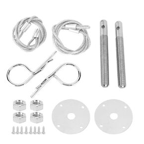 Hood Pin Plate Lock Kit, Stainless Steel Engine Hood Pin Plate Bonnet Lock Clip Kit Hood Pins Lock Appearance Kit Car Modified Accessory Replacement for Car Truck SUV Engine Compartment
