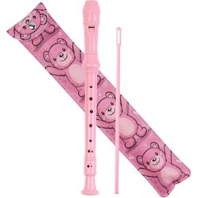 Haecsfl Recorder Instrument for Beginner Kids Adults,8-Hole Soprano Descant Recorder Music Flute with with Cleaning Rod & Leather Case For School Student Home Entertainment(2-Blue Rose)
