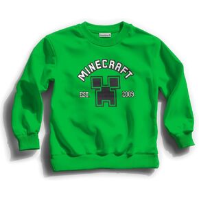 Minecraft Boys Long Sleeve Crewneck Sweatshirt Creeper Graphic Print Design Sweatshirts for Kids & Teens