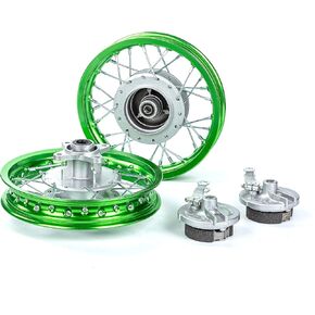 CRF50 Rim, XR50 Wheels Drum Brake Shoes for XR CRF Pit Dirt Bikes Black 1.40x10 Alloy Aluminum Rims(Green)