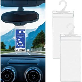 Mandark 2PCS Car Handicap Placard Holder, Ultra Transparent Auto Disabled Parking Permit Protective Cover with Hanger, 11.6 x 5 Placard Protector Accessories, Universal for Vehicles