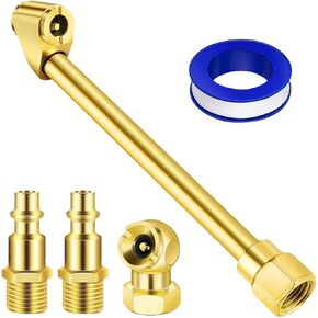 2-Way Connection Air Chuck Set, Closed Ball Tire Chuck with 1/4 Inch Female NPT & 2 Standard Male Quick Plug, Heavy Duty Dual Head Air Chuck Tire Air Fill for Tire Inflator Gauge and Air Compressor