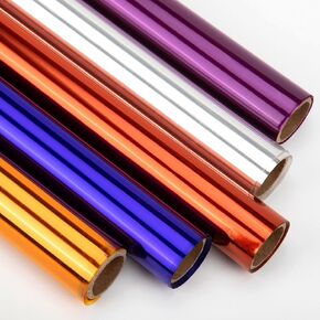 Nitelemn 5 Colors Transparent Colored Cellophane Wrap, Cellophane Paper Roll for Gift Baskets, Treats Wrapping, DIY Arts Crafts Project Decoration(17" x 10ft x 5Rolls) (Multicolor-01)