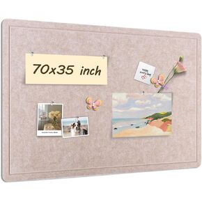 Large Bulletin Board with Felt, 48 x 36 inches Self-Adhesive Pin Board, Alternative Cork Board for Wall, Decorative Vision Board Memo Board for Office School Home with 35 Pins(Black,90120)