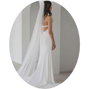 Foyte Cathedral Length Veil Bride Wedding Veils 1 Tier Bridal Long Tulle Chapel Veils for Women