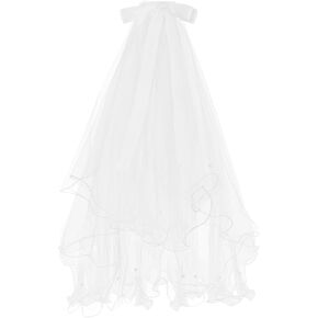 Wedding Bridal Veil, Wedding Veils for Brides 2 Tier Veils for Women Wedding Veil with Faux Pearls and Bow Double Layer White Veil for Wedding White Veil Bow Veil Short Bridal Beauty for Modern Brides