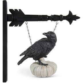 K&K Interiors 41268A-AR 9.75 Inch Resin Crows on White Pumpkin Arrow Replacement, Black