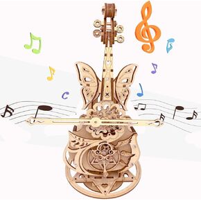 3D Puzzle Wooden Model Kits for Adults - DIY Cello Music Box Mechanical Jigsaw Puzzles Construction Craft Kits for Age 14+ Years Old