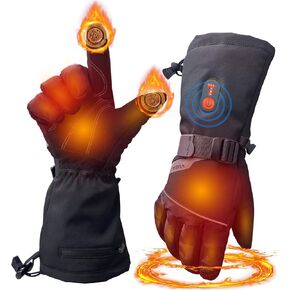 Heated Gloves for Men Women Rechargeable Heated Gloves Waterproof and Windproof Gloves for Winter Outdoor Work Skiing Hiking Camping Riding Touchscreen 7.4V 3000mAh Battery