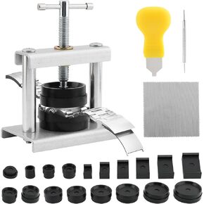 Watch Press Tool Set, Watch Battery Replacement Tool Kit, Watch Back Case Closer, 18pcs Black Mold, Watch Opener Remover, Watch Repair Kits for 16 to 50mm Circular Rectangle Dials