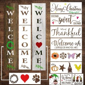 DLY Lifestyle Large Letter Stencils for Painting on Wood - 50 Pc Alphabet & Number Stencils for Crafts Reusable - Custom Cursive Lettering for Signs, Chalkboard, Fabric - Decorative & Seasonal Images