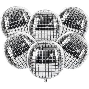 MCPINKY 6PCS Disco Ball Ballons, 25" Disco Foil Ballons Aluminum Helium Balloons Large Metallic Balloons for 80s 90s Dance Party Birthday Wedding in Kuwait