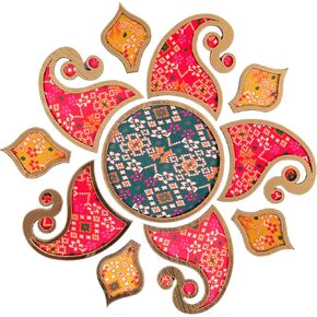 Rangoli Patola Wooden Handcrafted Indian Traditional Home Décor for Festival Wedding Party Wall Interior Decoration and Gifting 313