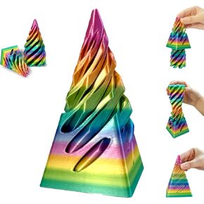 Impossible Pyramid Passthrough Sculpture-3D Printed Spiral Cone Fidget Toy, Pass Through Pyramid Fidget Toy, Vortex Thread Illusion Desk Toy for Adult, 4inch Helix Screw Fidget Toy for Stress Relief