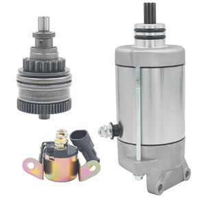 Starter with Starter Drive Solenoid Relay for Pol-aris RZR 800 Ranger 700 800 XP EFI, SPOR-tsman 600 700 800, 4013268 4012032 4010417 (Stainless Steel)