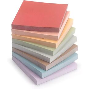 Sticky Notes 8 Vintage Colors 3x3in, Self-Stick Notes Pads with Easy to Post for School, Home, Office, 8 Pads/Pack, 80 Sheets/Pad