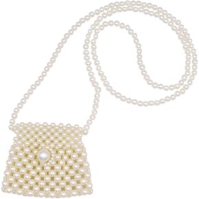 Girls White Beaded Pearl Handbag Purse Vintage Pearl Clutch Pearl Bag Pearl Wrislet Mini Evening Bag for Party Wedding