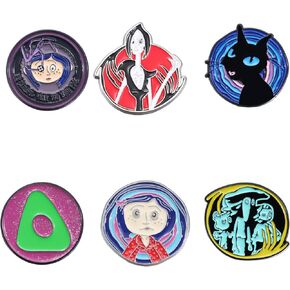 Coraline Brooch Horror Movie Inspired Enamel Pins Set for Jacket Backpack Hat Pant Accessories Halloween