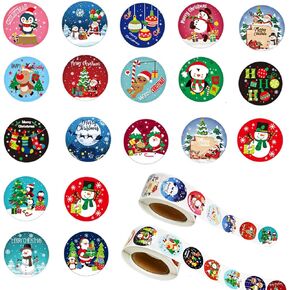 1000Pcs Christmas Stickers Roll 1 Inch Self Adhesive Christmas Stickers Christmas Envelope Stickers Christmas Round Stickers Xmas Label Tag Sticker for Xmas Party Supplies,Holiday Greeting