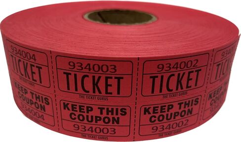 The Ticket Gurus Raffle Tickets - (4 Rolls of 2000 Double Tickets) 8,000 Total 50/50 Raffle Tickets (Blue/Yellow/Red/Green) in Saudi Arabia