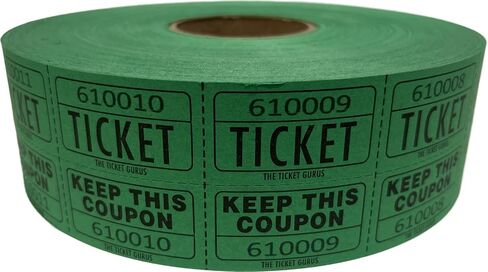 The Ticket Gurus Raffle Tickets - (4 Rolls of 2000 Double Tickets) 8,000 Total 50/50 Raffle Tickets (Blue/Yellow/Red/Green) in Saudi Arabia