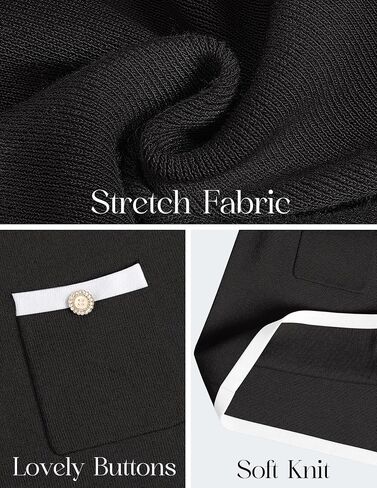 ZESICA Fall Dresses for Women 2024 Long Sleeve Button Color Block Knit Bodycon Short Sweater Dresses with Pockets in Saudi Arabia