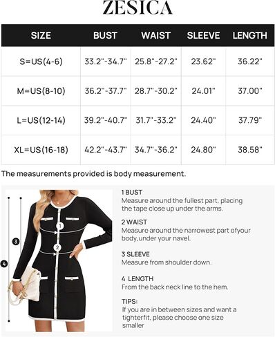 ZESICA Fall Dresses for Women 2024 Long Sleeve Button Color Block Knit Bodycon Short Sweater Dresses with Pockets in Saudi Arabia
