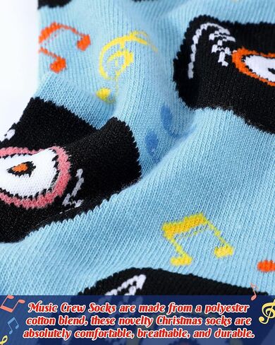 Haysandy 6 Pairs Men Music Socks Guitar Socks Casual Dress Socks Instruments Crew Socks for Music Lover Christmas Gift in Saudi Arabia