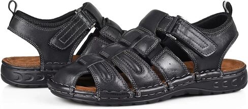 FIEEIF Mens Fisherman Sandal Closed Toe Genuine Leather Sandalias Shoes Arch Support Non-Slip Sport Casual Walking For Travel in Saudi Arabia