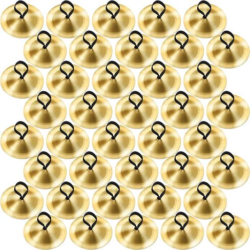 Fiada 40 Pcs Finger Cymbals Belly Dancing Musical Instrument Percussion Zills Instruments for Adults Dancer Party, Gold Silver in Kuwait