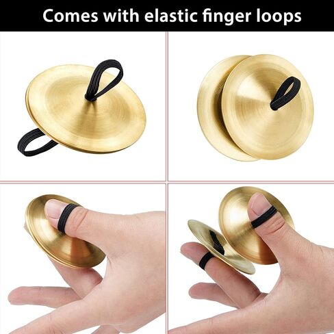 Fiada 40 Pcs Finger Cymbals Belly Dancing Musical Instrument Percussion Zills Instruments for Adults Dancer Party, Gold Silver in Kuwait