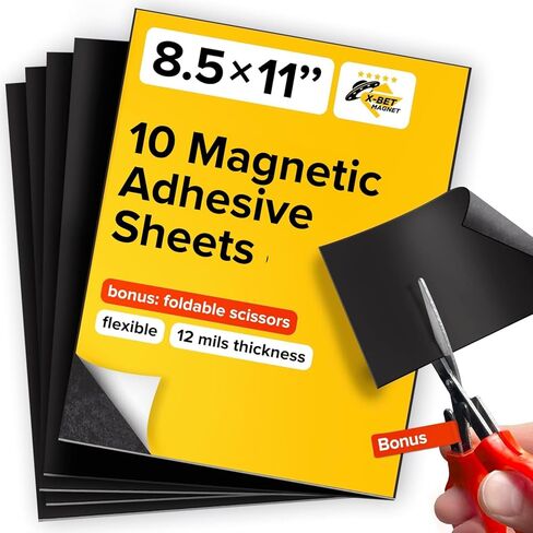 Ultra Thin Magnetic Sheets with Adhesive Backing - 20 PCs Each 8.5" x 11" - Flexible Magnet Sheets with Self Adhesive - Sticky Magnetic Paper for Photo and Picture Magnets - Craft Magnet Stickers in Kuwait