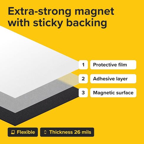 Ultra Thin Magnetic Sheets with Adhesive Backing - 20 PCs Each 8.5" x 11" - Flexible Magnet Sheets with Self Adhesive - Sticky Magnetic Paper for Photo and Picture Magnets - Craft Magnet Stickers in Kuwait