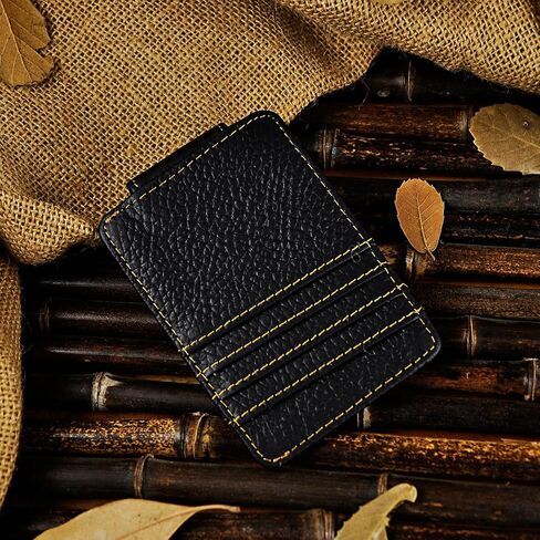 Le'aokuu Genuine Leather Magnet Money Clip Credit Card Case Holder Slim Wallet in Saudi Arabia