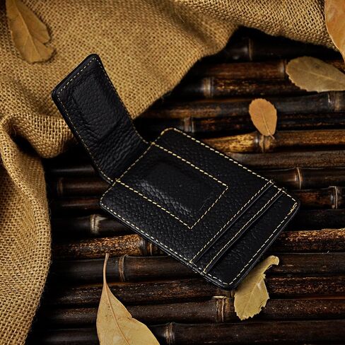 Le'aokuu Genuine Leather Magnet Money Clip Credit Card Case Holder Slim Wallet in Saudi Arabia