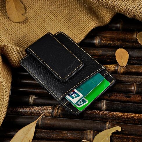 Le'aokuu Genuine Leather Magnet Money Clip Credit Card Case Holder Slim Wallet in Saudi Arabia