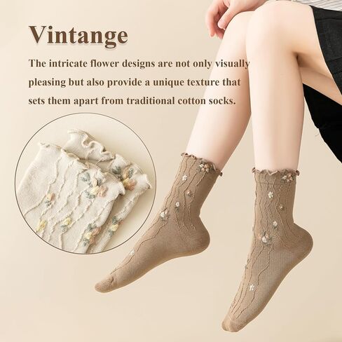 Womens Ruffle Socks Crew Cotton Ankle Cute Frilly Socks Ribbed Ultra Soft Cool Lettuce Casual Socks 6 Pack in Saudi Arabia