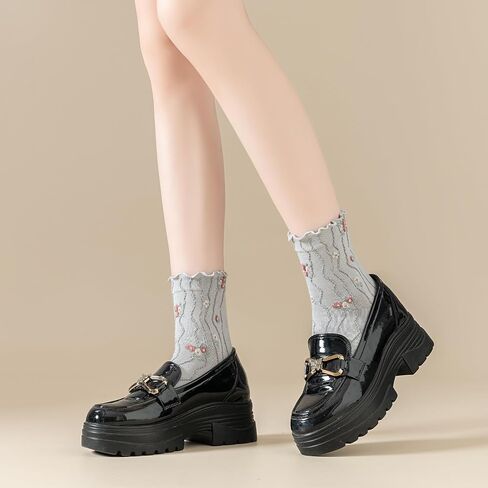 Womens Ruffle Socks Crew Cotton Ankle Cute Frilly Socks Ribbed Ultra Soft Cool Lettuce Casual Socks 6 Pack in Saudi Arabia