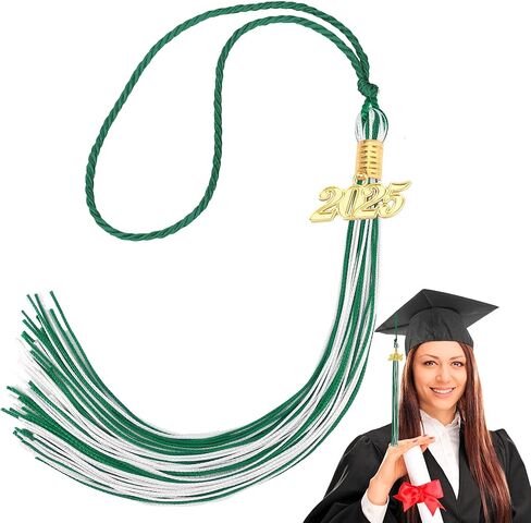 2025 Tassel Graduation, 2025 Graduation Tassel, Tassel with 2025 Gold Charm, 2025 Graduation Tassel for Graduation Cap Decor, Graduation Ceremony, Graduation Gift, Tassel Accessories, White & Green in Saudi Arabia