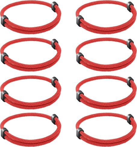 8PCS Braided Rope Cord Bracelet for Men Women, Nautical Beach Surf Bracelets Gifts Set for Sports, Handmade Woven String Bracelets with Adjustable Knot in Kuwait