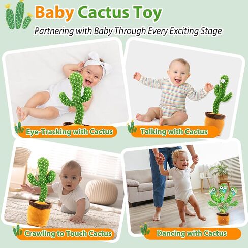Volume Adjustable Dancing Talking Cactus Toy for Baby Toddler Boys Girls Gifts, Singing Cactus Mimicking Toy Recording Repeating What You Say Cactus Baby Toy with 120 English Songs in Saudi Arabia