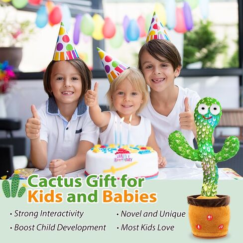 Volume Adjustable Dancing Talking Cactus Toy for Baby Toddler Boys Girls Gifts, Singing Cactus Mimicking Toy Recording Repeating What You Say Cactus Baby Toy with 120 English Songs in Saudi Arabia
