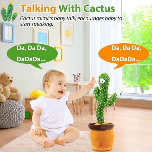 Volume Adjustable Dancing Talking Cactus Toy for Baby Toddler Boys Girls Gifts, Singing Cactus Mimicking Toy Recording Repeating What You Say Cactus Baby Toy with 120 English Songs in Saudi Arabia