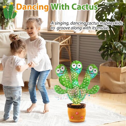 Volume Adjustable Dancing Talking Cactus Toy for Baby Toddler Boys Girls Gifts, Singing Cactus Mimicking Toy Recording Repeating What You Say Cactus Baby Toy with 120 English Songs in Saudi Arabia