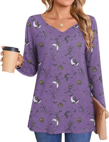 LONGYUAN Women's Shirts Long Sleeve V-Neck Comfort Tee Basic Tops Casual Fitted Blouses Outfits Fall 2024 in Kuwait