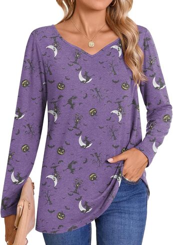 LONGYUAN Women's Shirts Long Sleeve V-Neck Comfort Tee Basic Tops Casual Fitted Blouses Outfits Fall 2024 in Kuwait