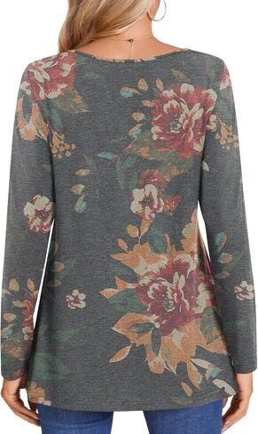 LONGYUAN Women's Shirts Long Sleeve V-Neck Comfort Tee Basic Tops Casual Fitted Blouses Outfits Fall 2024 in Kuwait