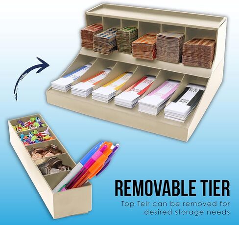 منظم أغلفة العملات والنقود من 3 طبقات من Nadex - حزام فاتورة العملات المعدنية المكون من 12 حجرة وحامل أنابيب العملات المعدنية مع صينية أدوات مكونة من 5 حجرات - يتضمن 300 غلاف نقدي و100 أنبوب عملات معدنية (بيج) in Kuwait